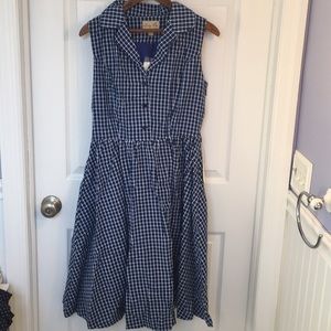 Lindy Bop Cotton Plaid Collared Shirt Dress